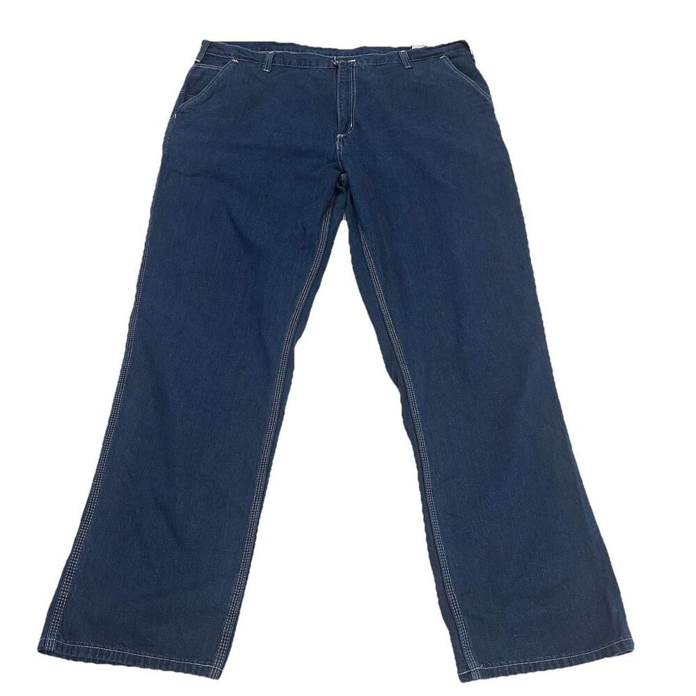 Carhartt‎ Jeans Men's Dungaree Fit 44x34 Blue Carpenter Dark Solid Uniform NWOT